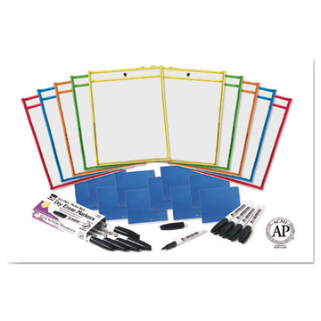 Charles Leonard® Dry Erase Pocket Class Pack, 10.5  X 1.5, Assorted Primary Colors, 10-pack freeshipping - TVN Wholesale
